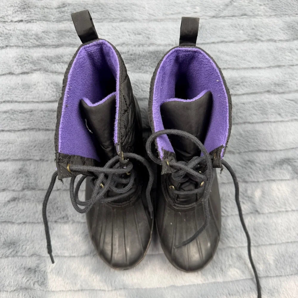 Sperry Saltwater Black Quilted Waterproof Duck Boots Women 7 9289067